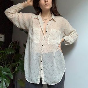 Sheer Polka Dot Button Down